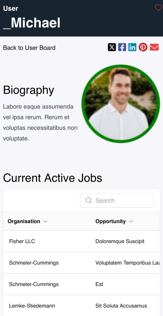 Public Profile Page